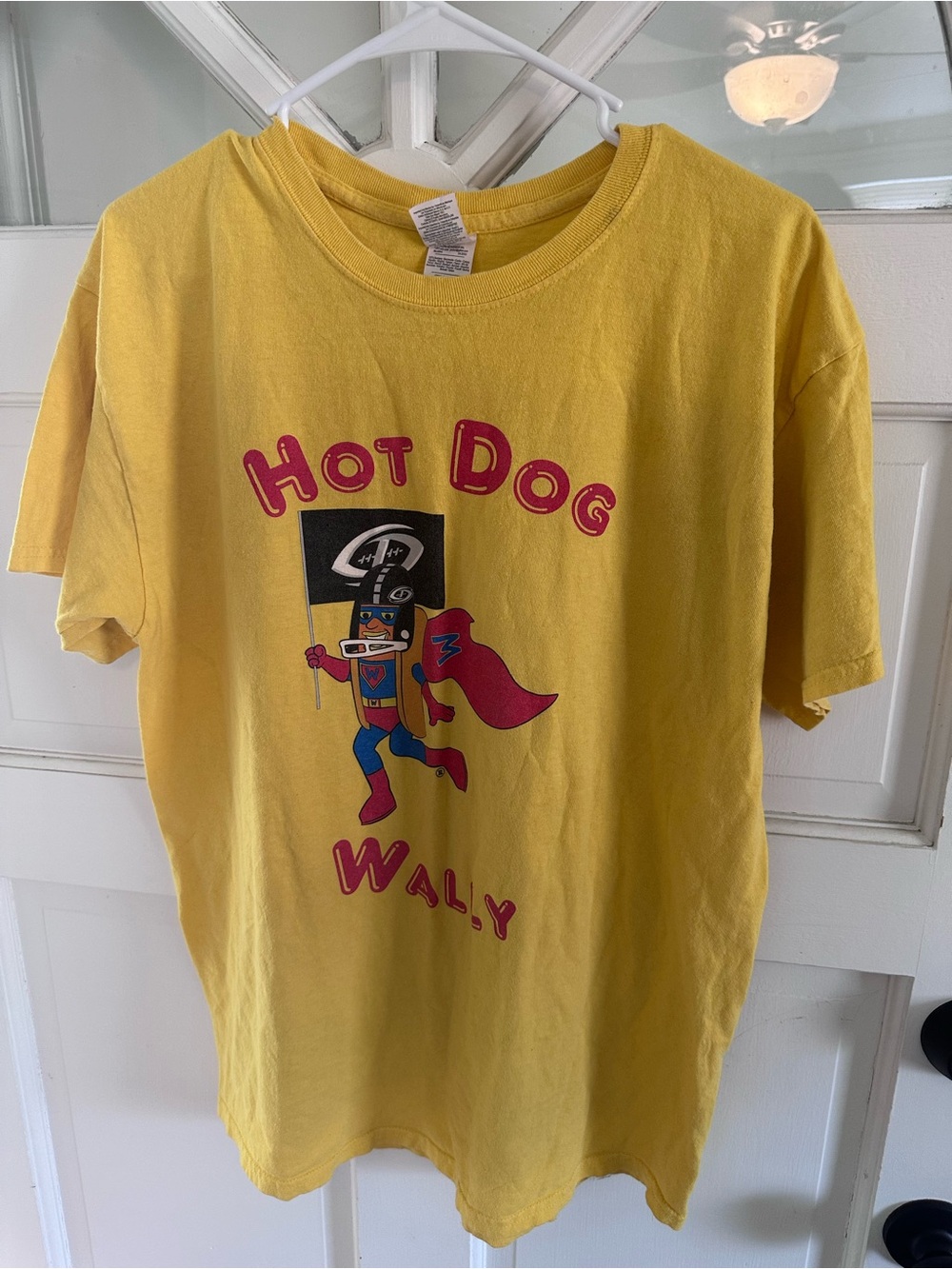 Gildan Yellow Graphic Cotton Tee hot dog Wally